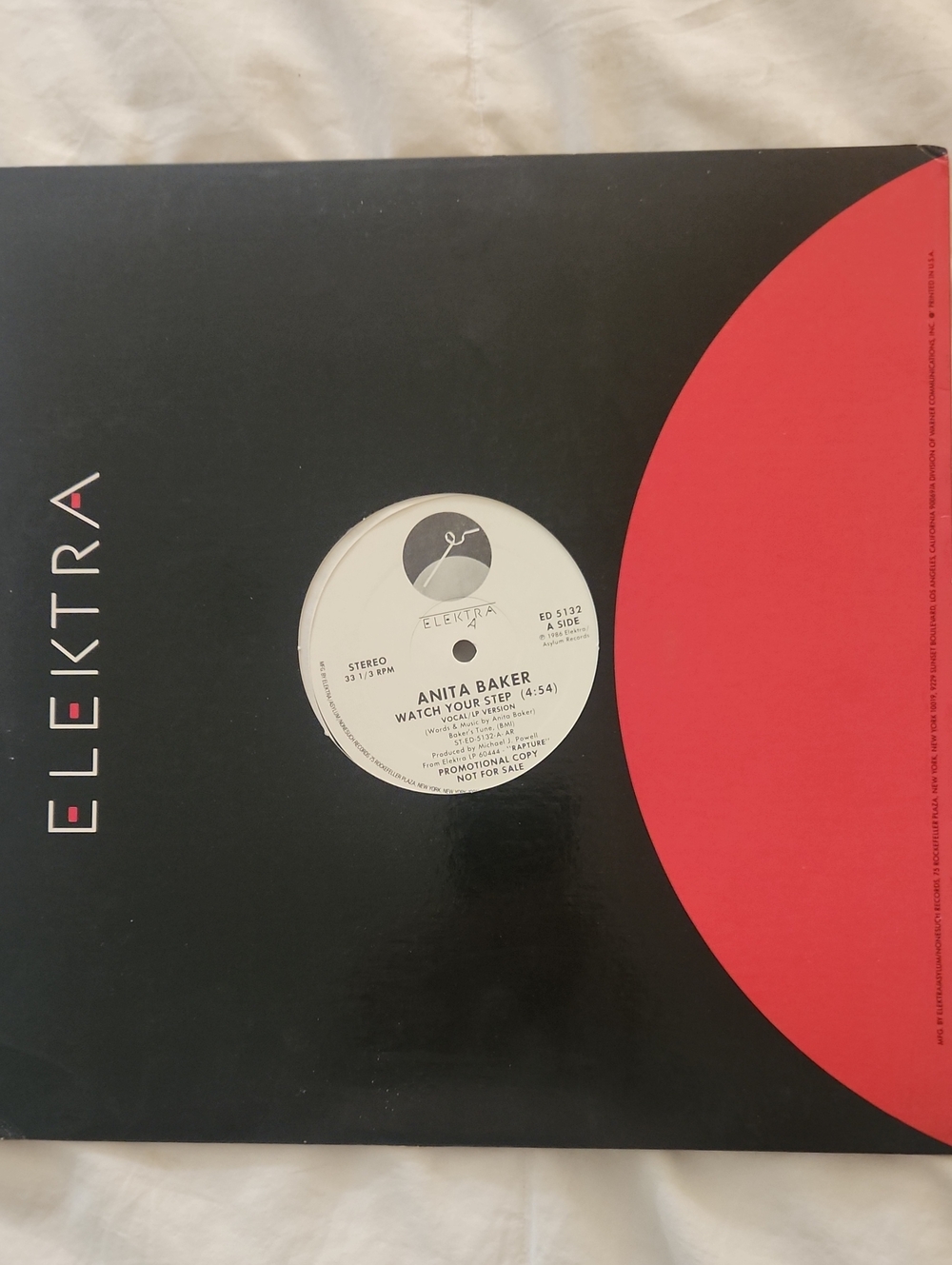 Black and Red Vinyl Record Sleeve - Anita Baker Single